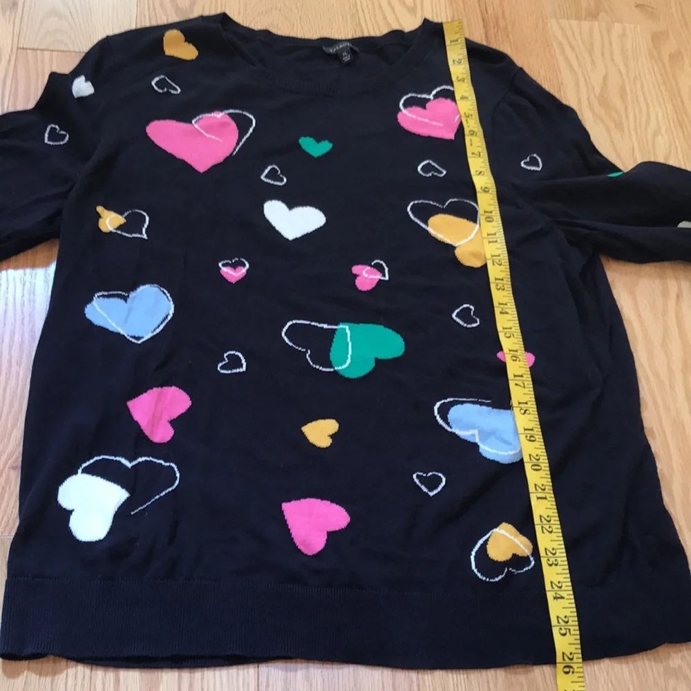 Talbots XL navy Colorful Heart Pattern cotton blend Sweater. - Picture 6 of 8